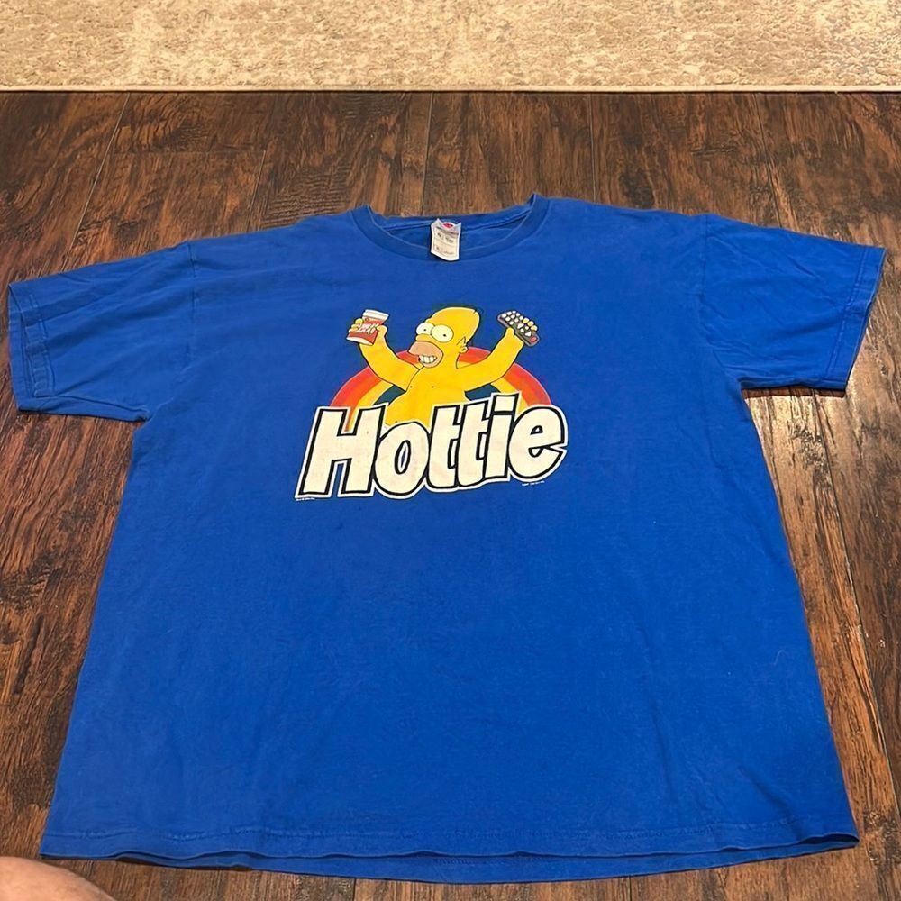 Homer Simpson Vintage HOTTIE Shirt size XL on fruit of the loom tag 2004 blue